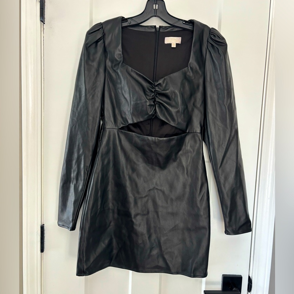 Ronny Kobo black faux leather dress med